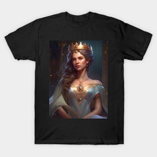 Elegant Adult Portraying Royalty with Fashion and Glamour T-Shirt